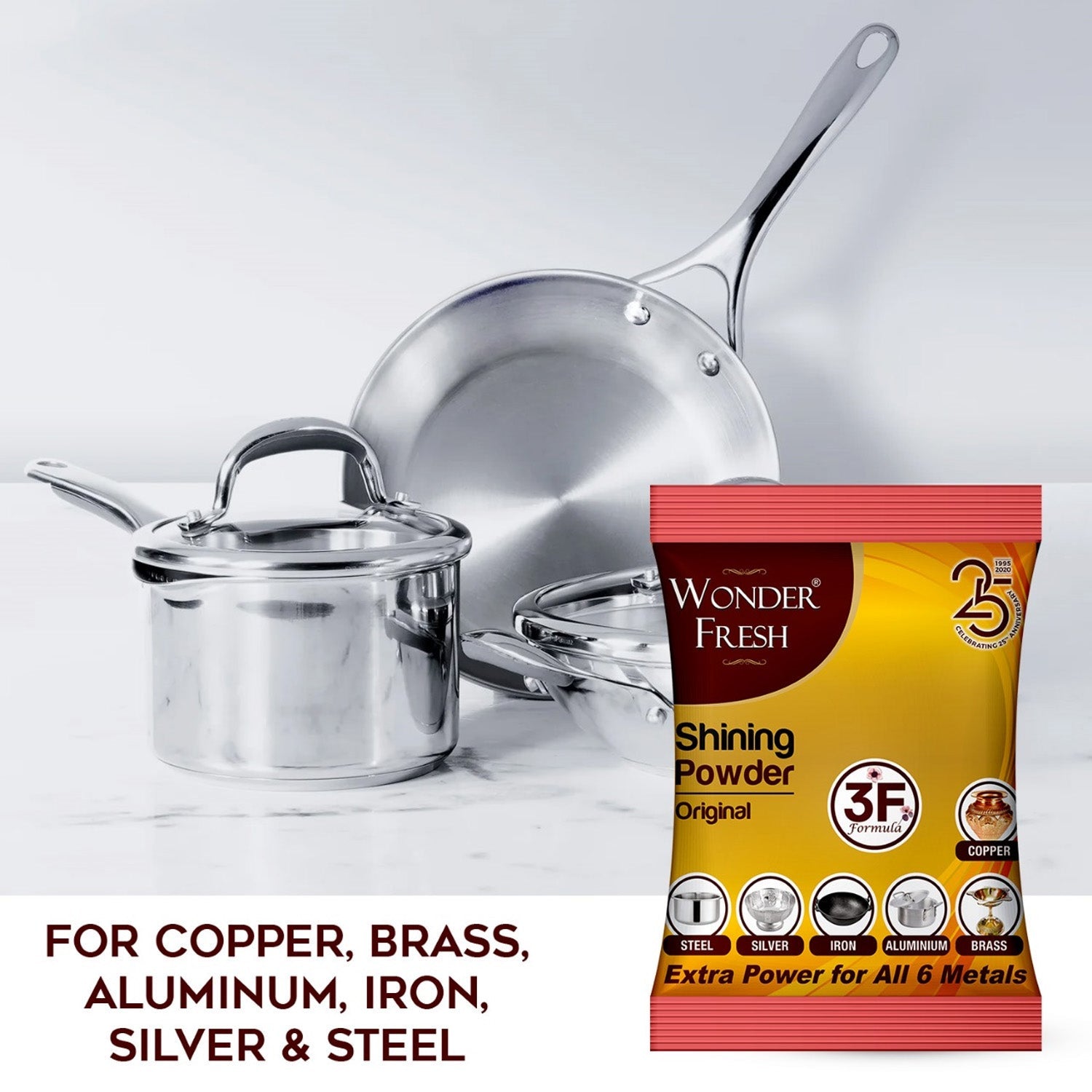 Shining Powder, Cleans and Polishes Copper, Brass, Silver, Aluminum, Iron, and Steel, Removes Tarnish and Oxidation (200 GM) - Bhavnagar Deodap