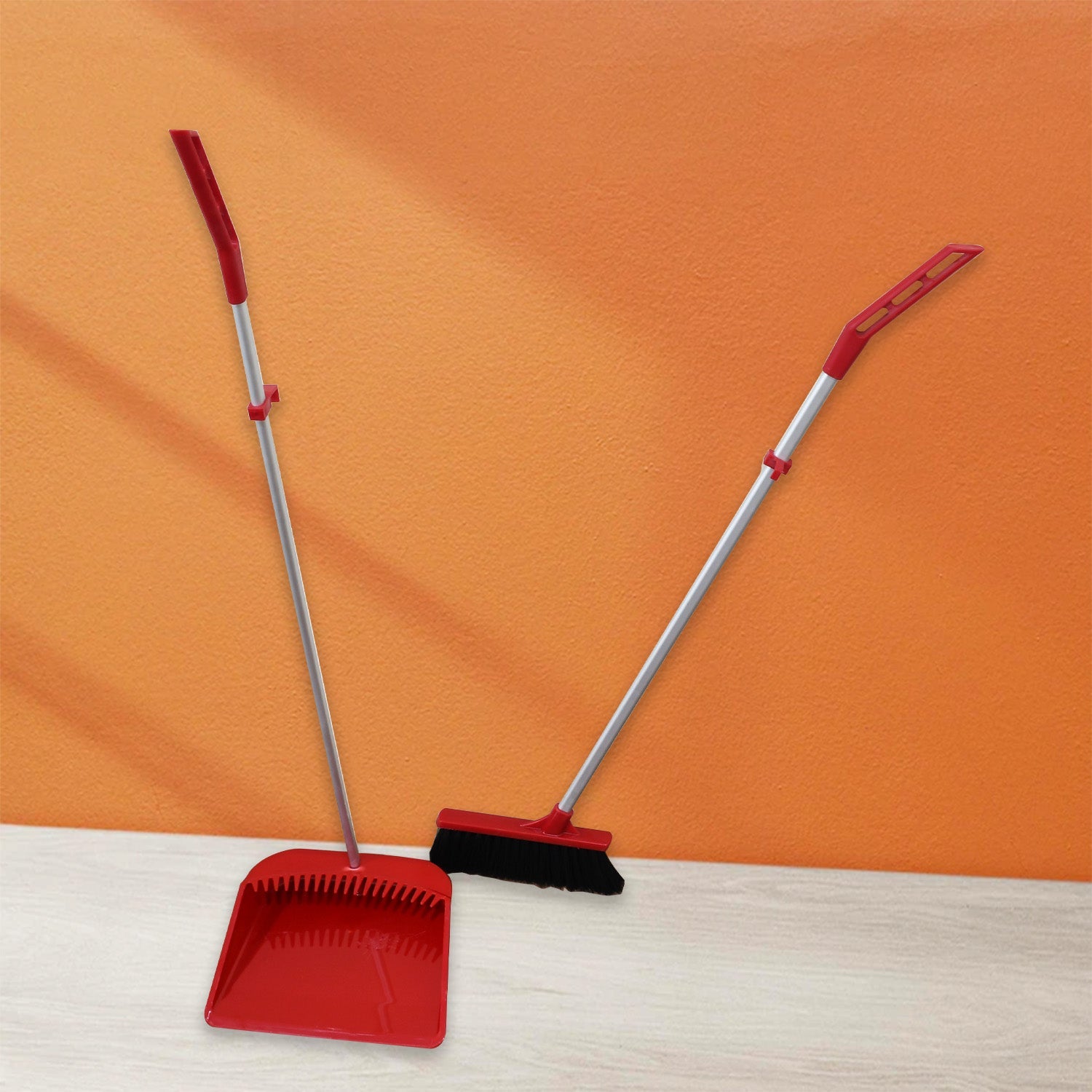 Broom and Dustpan Cleaning Set Long Handled Dustpan and Brush Handle Dust Pan Broom Sweeper Long Handle Broom and Dustpan Set for Kitchen, Home, Lobby Schools, Hospital etc. - Bhavnagar Deodap