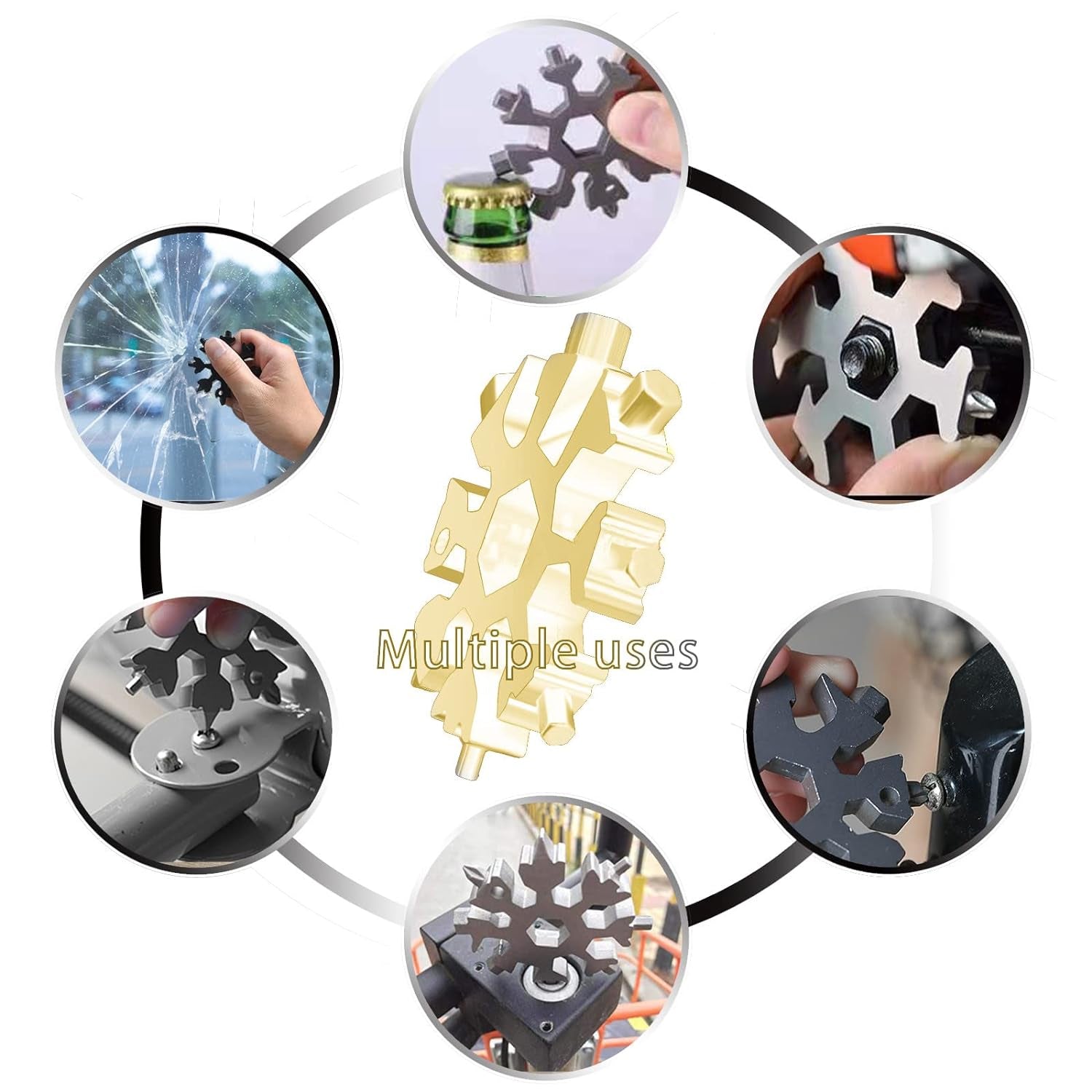 Durable & Portable 18 in 1 Snowflake Multi-Tool, Snowflake Bottle Opener Flat Phillips Screwdriver Kit Wrench - Bhavnagar Deodap