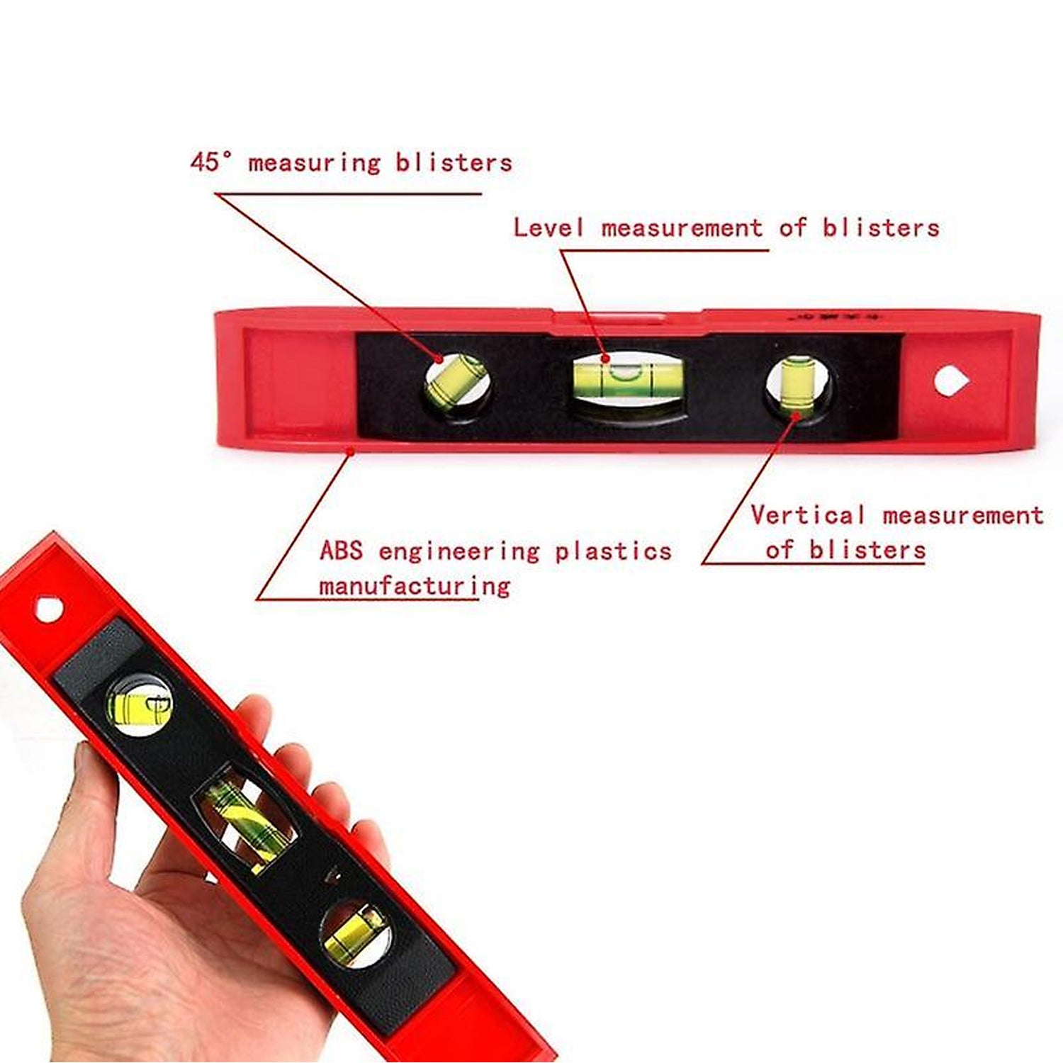 3 Bubble Mini Spirit Level Plastic Torpedo Carpenter's Spirit Level Measurement tools - Bhavnagar Deodap