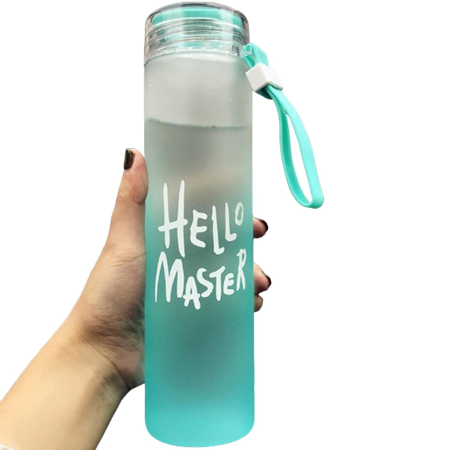 Motivational Glass Water Bottle Colorful potable Water Glass Bottle With Rubber Band, Daily Intake Hourly Water Bottle to Ensure You Drink Enough Water Throughout The Day Reusable Cycling Gym, Workout Fitness Bottle (480 ML) - Bhavnagar Deodap