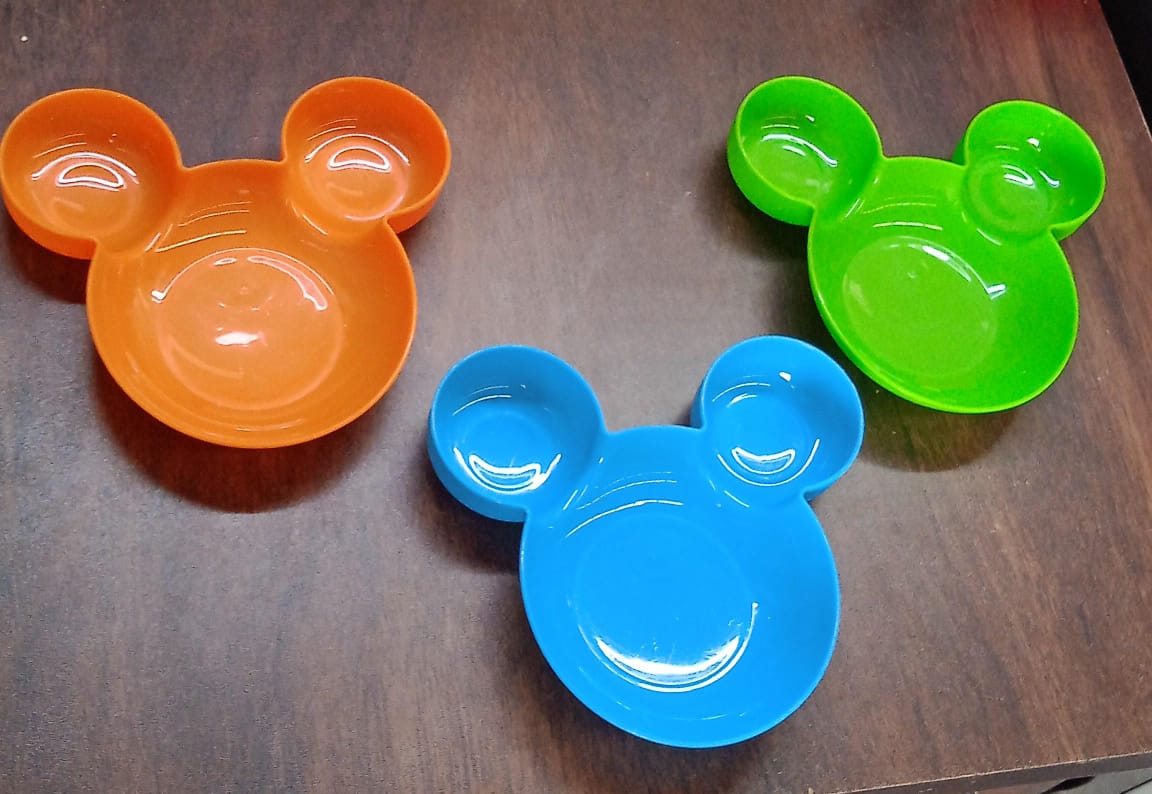 Mickey Mouse Shape Plates for Kids, BPA Free, & Unbreakable Children’s Food Plate, Kids Bowl, Fruit Plate, Baby Cartoon Bowl Plate, Tableware (1 Pc) - Bhavnagar Deodap