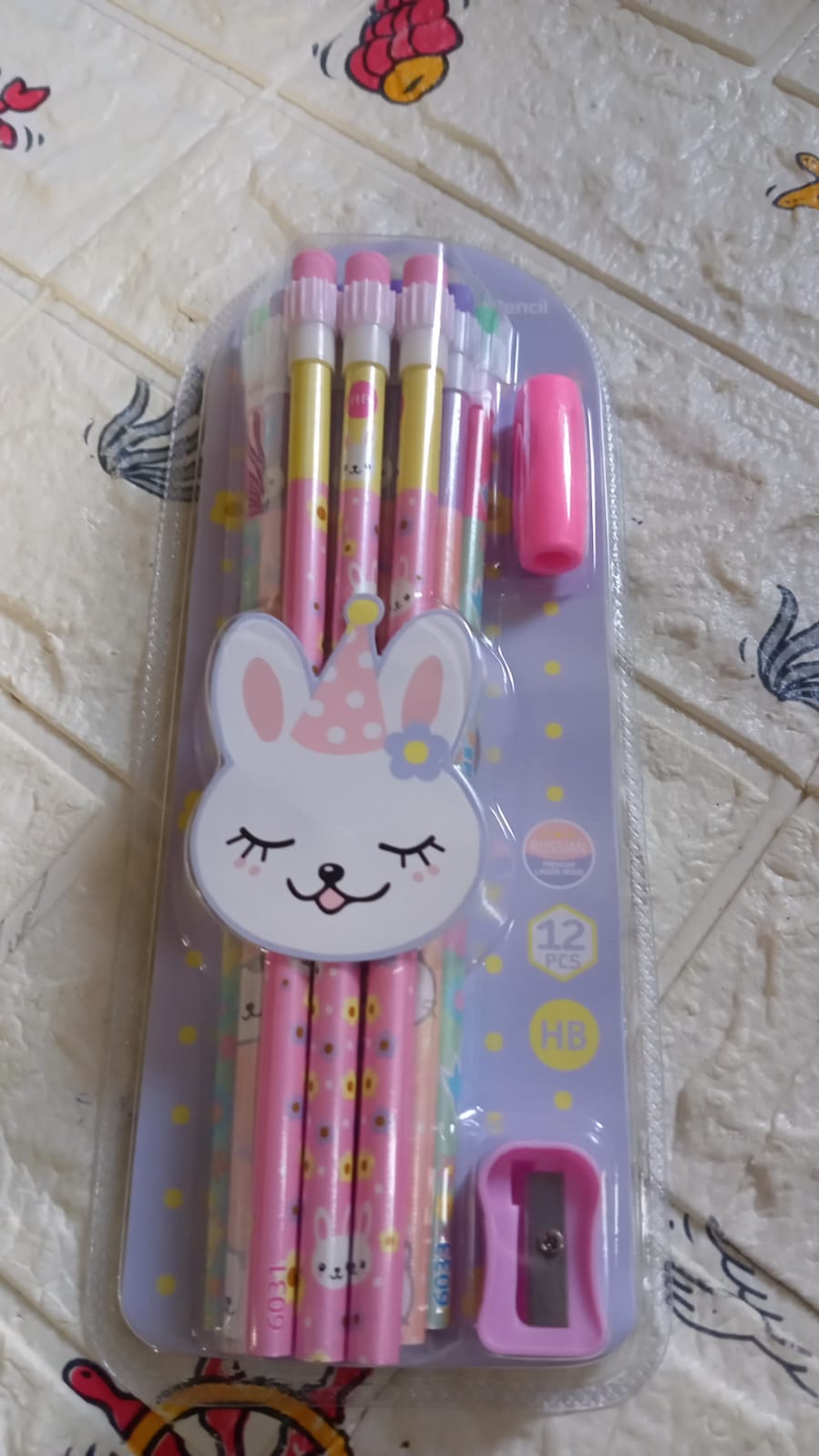 Cute Rabbit Bear Drawing Graphite Writing Pencil Set with Pencil Sharpener & Eraser, Pencil and Eraser Set with Eraser for Kids, for Girls, Fancy School Stationary, Birthday Party Return Gift (14 Pc Set) - Bhavnagar Deodap
