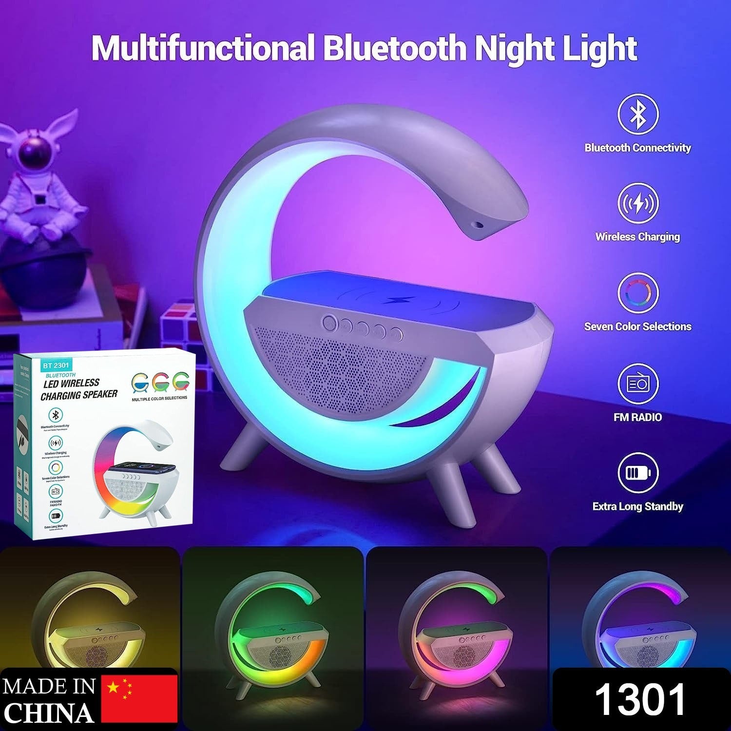 3-in-1 Multi-Function LED Night Lamp with Bluetooth Speaker, Wireless Charging, for Bedroom for Music, Party and Mood Lighting - Perfect Gift for All Occasions  blootuth speaker (Media Player) - Bhavnagar Deodap