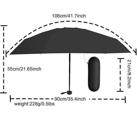 Umbrella with Case for Men & Women (Manual Open) Compact Travelling Umbrella, Polyester & UV Protection Fabric for Summer/Anti-Slip Handle- Use in Rain & Summer
