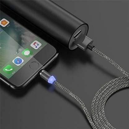 Magnetic Charging Cable 3 in 1 Metal Magnetic Micro USB Type C Lighting Cable with LED, Multiple Charging Adapters for All Android and all Smartphones  (Compatible with All Android and iPhone Smartphones, Tablet, PC, Mobile - Bhavnagar Deodap