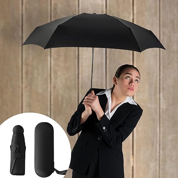 Umbrella with Case for Men & Women (Manual Open) Compact Travelling Umbrella, Polyester & UV Protection Fabric for Summer/Anti-Slip Handle- Use in Rain & Summer