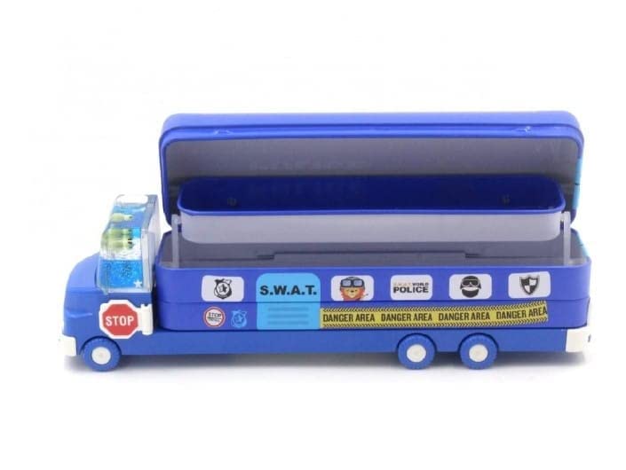 Double Decker Magic Truck Compass Multi Level Metal Truck Compass Pencil Case with Movable Wheels & Sharpener (Mix Design) - Bhavnagar Deodap