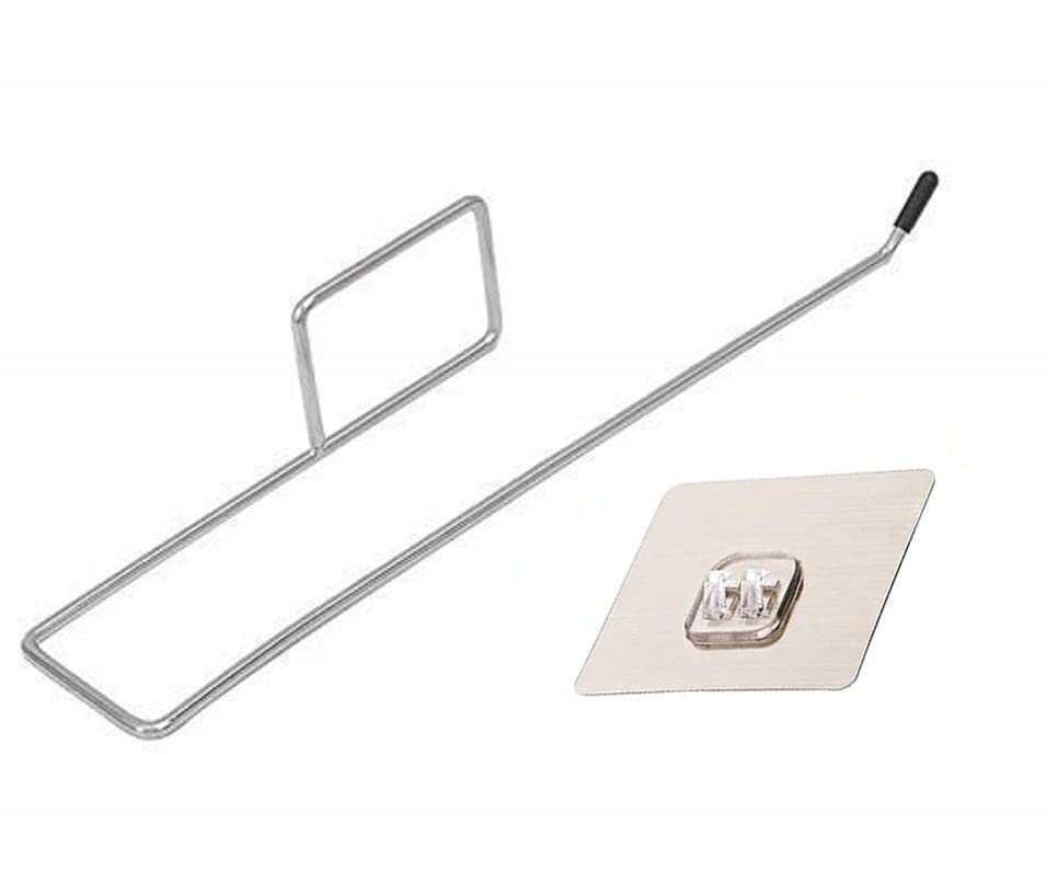 Stainless Steel Drill Free Self-Adhesive Paper Roll Holder Tissue Paper Stand Towel Bar Hanger Kitchen Towel Holder for Kitchen Bathroom Toilet (Pack of 1) - Bhavnagar Deodap