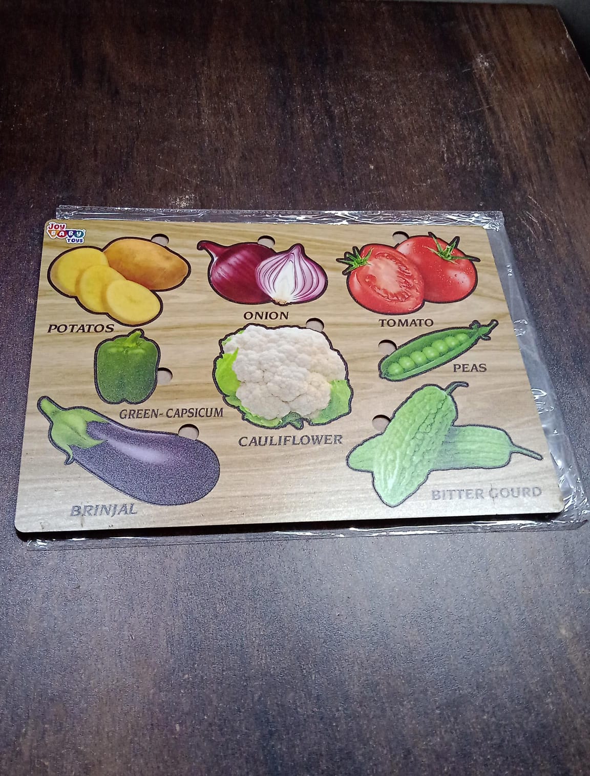 Wooden Vegetable Puzzle Learning Educational Board (1 Set / 28×20 Cm) - Bhavnagar Deodap