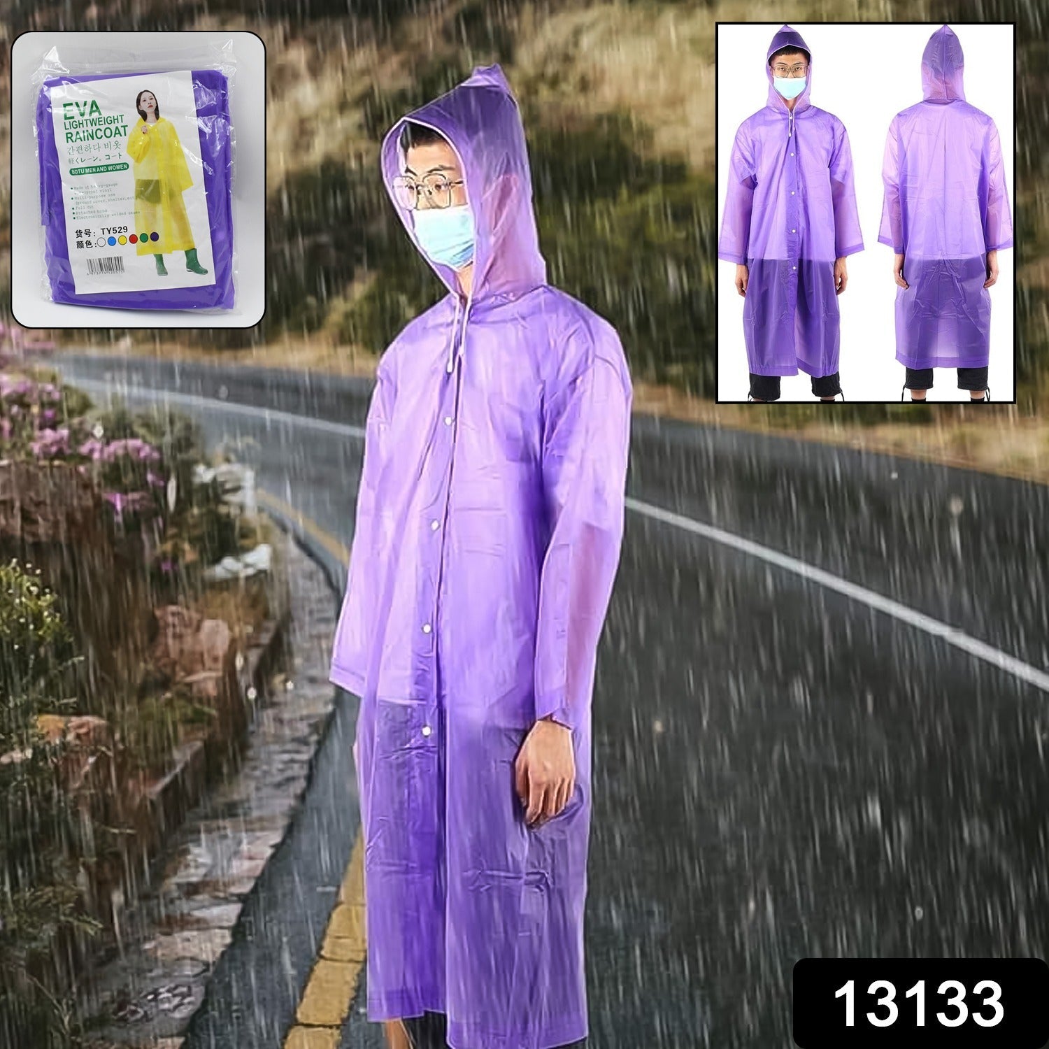 EVA Raincoat Protect Body Arms Legs, Waterproof Reusable Rain Poncho for Women Men Adult Kids Outdoor Traveling Eva Material Raincoat / Rain wear / Rain Suit for Outdoor Accessory (1pc) - Bhavnagar Deodap