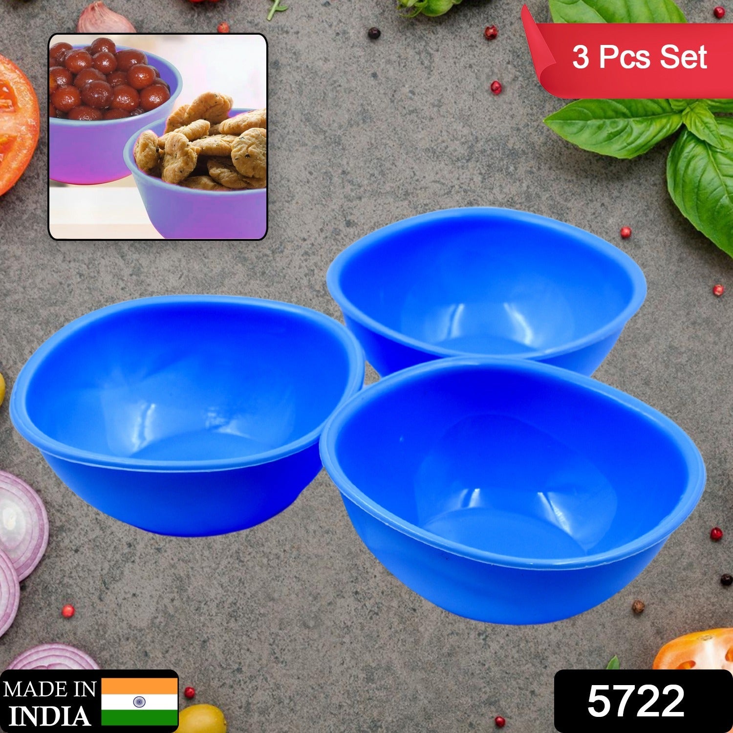 BPA Free Plastic Bowl Set for Cereal, Salad, Rice, Soup, Pasta, Snack Bowl, Microwave Safe, Dishwasher Safe (3 Pcs Set) - Bhavnagar Deodap