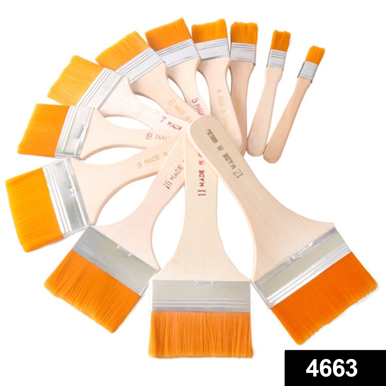 Artistic Flat Painting Brush - Set of 12 - Bhavnagar Deodap