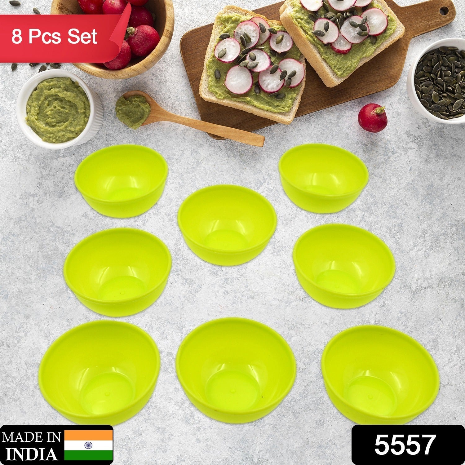 Multipurpose Small Round Plastic Bowl / Katori, Microwave Safe Reusable Lightweight Bowl, Dishwasher Safe Chutney Bowl (8 Pcs Set) - Bhavnagar Deodap
