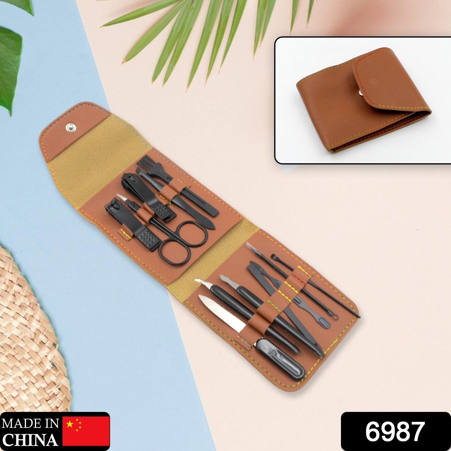 Grooming Kit, Manicure Set Portable Stable Practical Durable with PU Leather Case for General Purpose for Face Treatment for Manicure for Pedicure, Nail Clipper Tool Set (12 Pc Set) - Bhavnagar Deodap