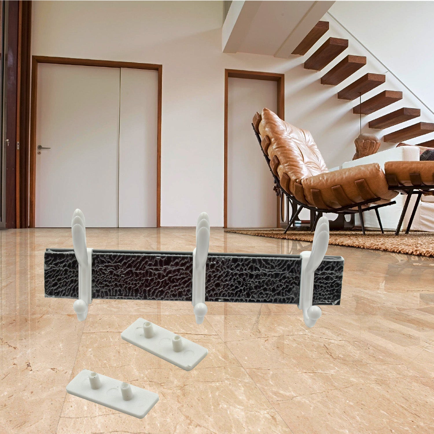 Cloth hanger, Wall Door Hooks Rail for Hanging Clothes for Hanging Hook Rack Rail, Extra Long Coat Hanger Wall Mount for Clothes, Jacket, Hats, 6 Hook - Bhavnagar Deodap