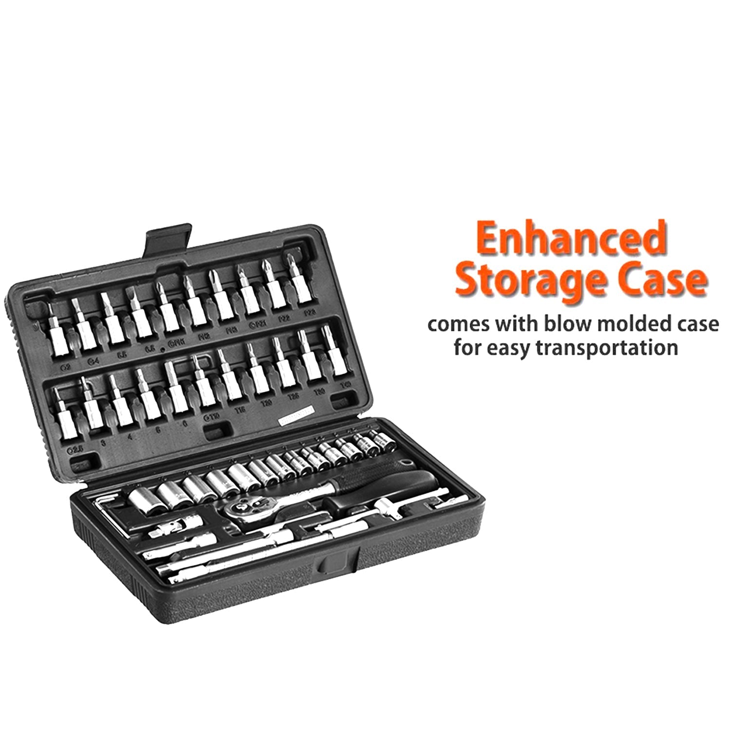 46pcs Metal 1 / 4"" Socket Set (Black, 46pcs) - Bhavnagar Deodap