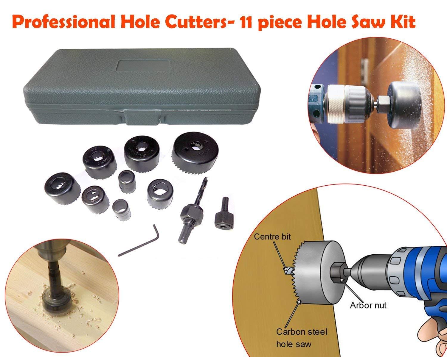 Wood Hole Saw Cutting Set (11 pcs, 19-64mm, Multicolour) - Bhavnagar Deodap