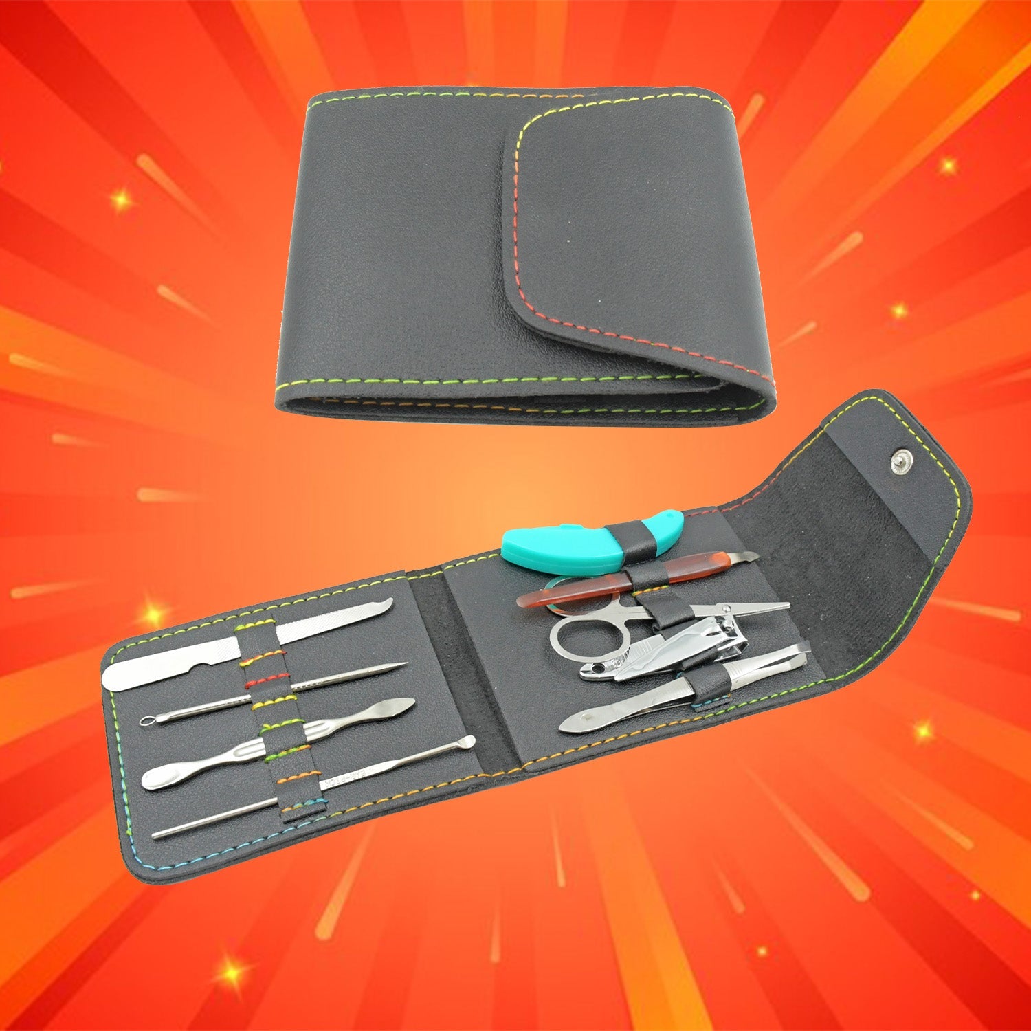 9pc Nail Clipper Kit, Fingernail Clipper, Manicure Set, Stainless Steel Nail Cutter Set ,Manicure Toe Nail Clippers Care Tools with Lightweight and Beautiful Travel Case (9Pc Set) - Bhavnagar Deodap