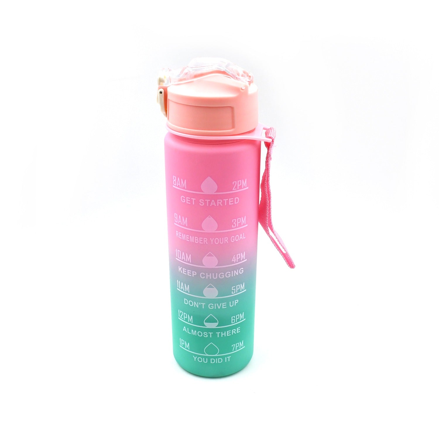 Motivational Water Bottle with Straw &amp; Time Marker - Bhavnagar Deodap