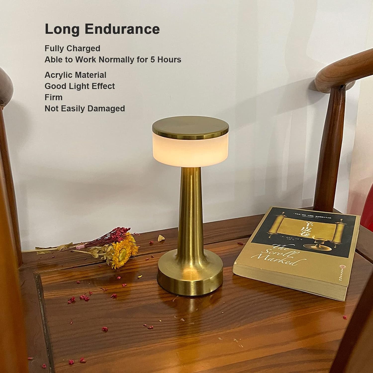 Decorative Desk Lamp, Portable Metal LED Table Lamp, USB Rechargeable, 3 Color, 3 Levels Brightness, Dimmable Eye Protection Modern Lamp for Home Decor Party Kids Room Bedroom (1 Pc) - Bhavnagar Deodap