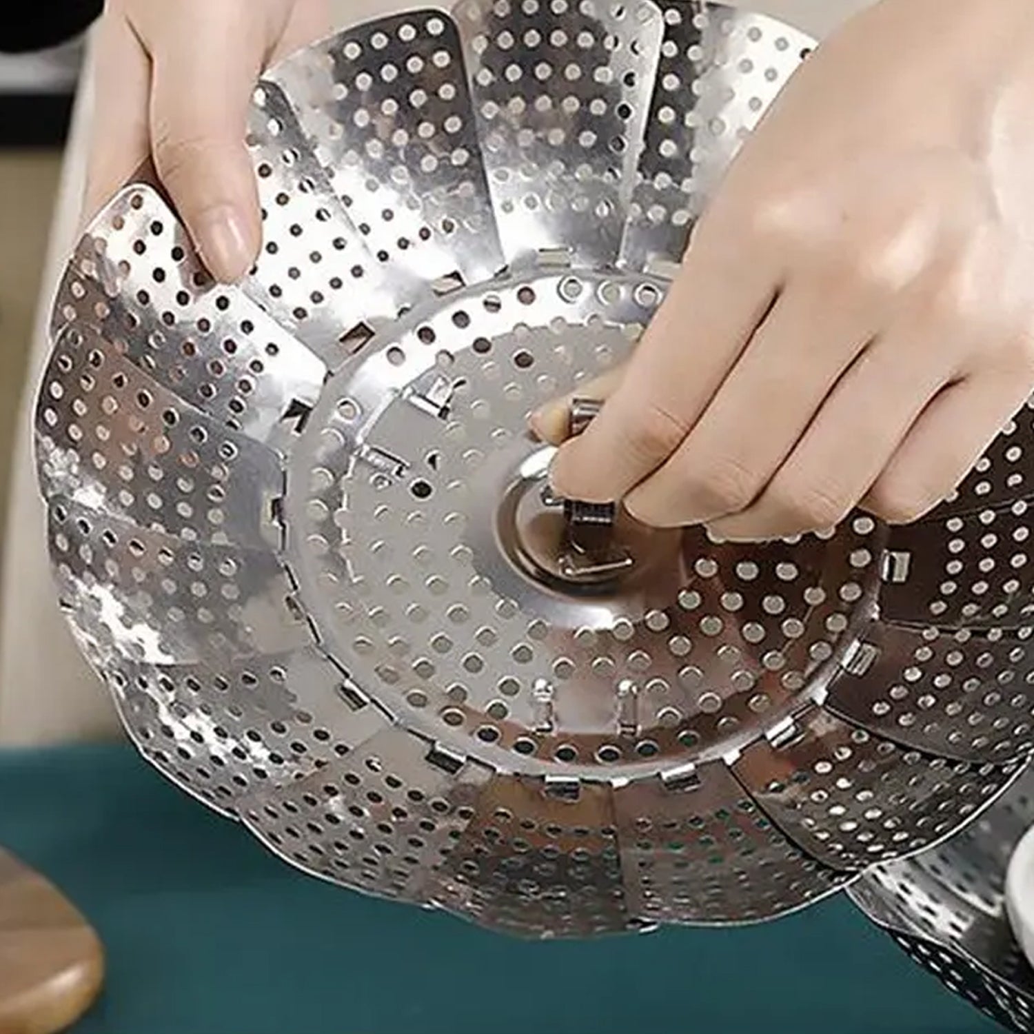 Unique Design Stainless-Steel Heaviest vegetable ,Cooking Foldable Steamer Basket for Kitchen Utensils/Dish Drying Rack/Plate Stand/ Basket - Bhavnagar Deodap