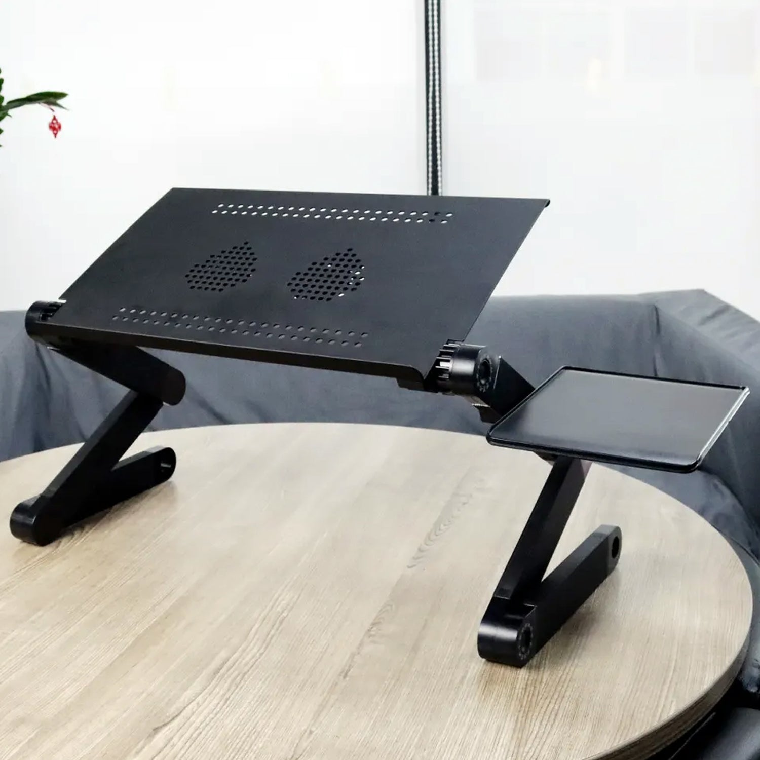 Modern Style Portable Adjustable Foldable Laptop Holder Notebook Desks Lap PC Folding Desk Table Vented Stand  2 Built in Cooling Fans - Bhavnagar Deodap