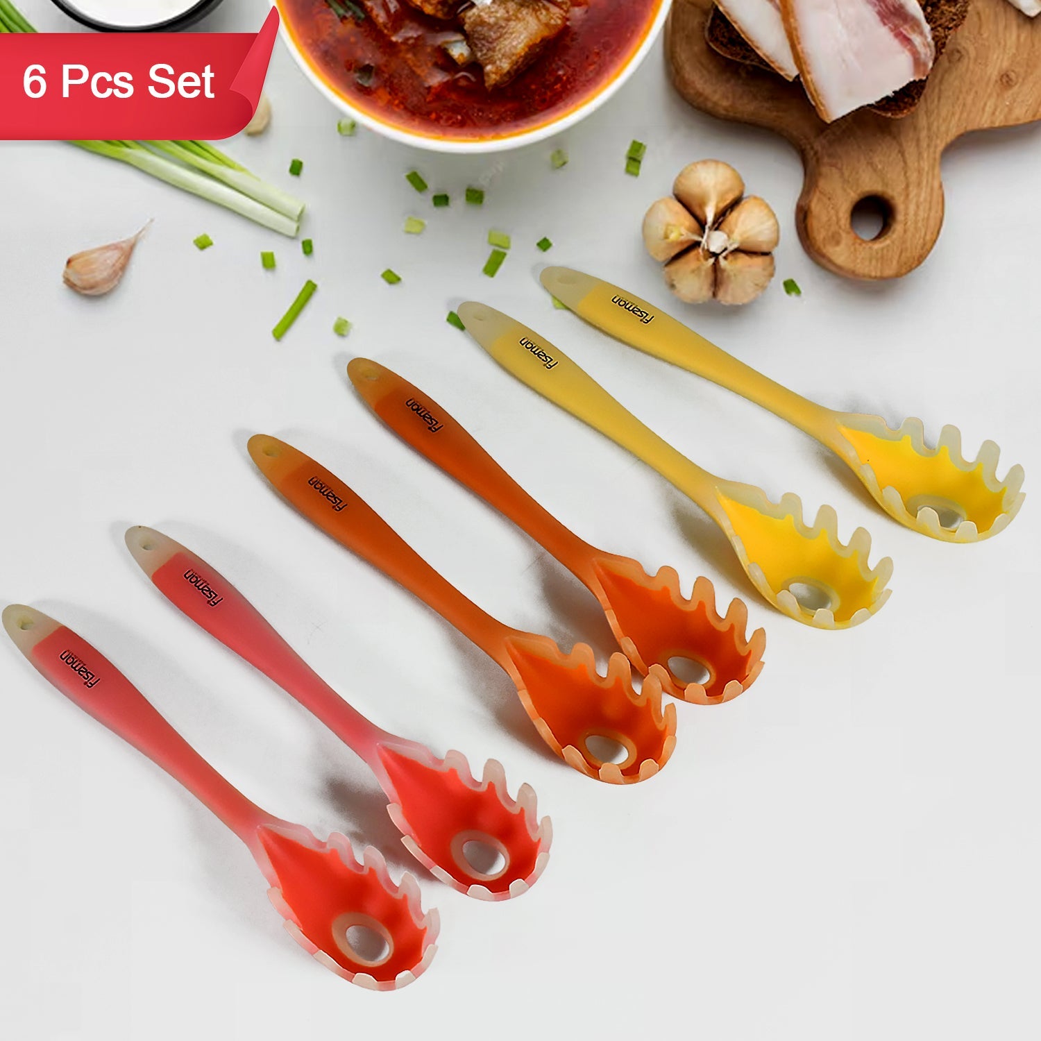 Multipurpose Silicone Spoon, Silicone Basting Spoon Non-Stick Kitchen Utensils Household Gadgets Heat-Resistant Non Stick Spoons Kitchen Cookware Items For Cooking and Baking (6 Pcs Set) - Bhavnagar Deodap