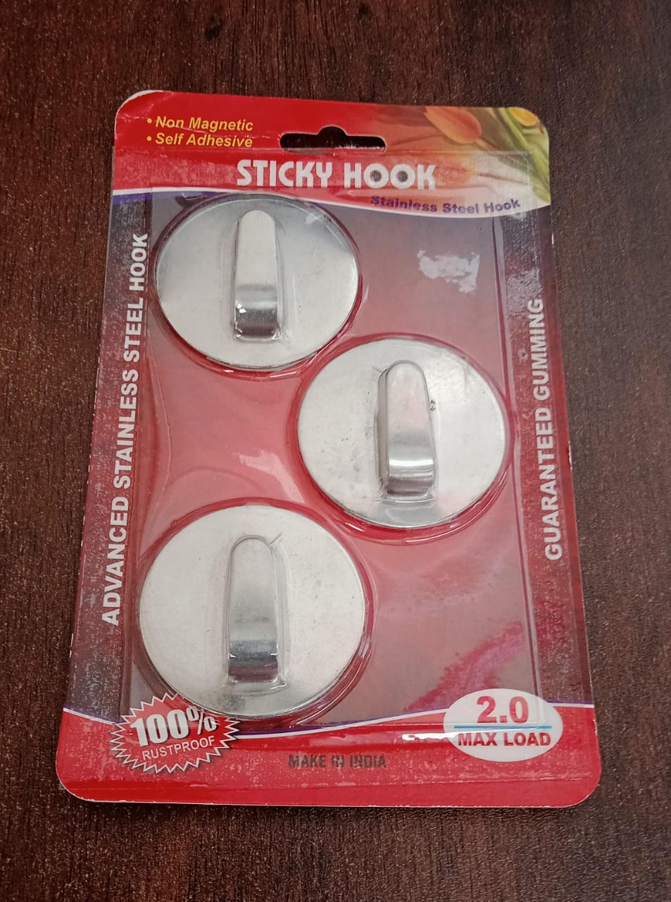 Self- Adhesive Hooks, Heavy Duty Wall Hooks Hangers Stainless Steel Waterproof Sticky Hooks for Hanging Robe Coat Towel Kitchen Bathroom and. - Bhavnagar Deodap