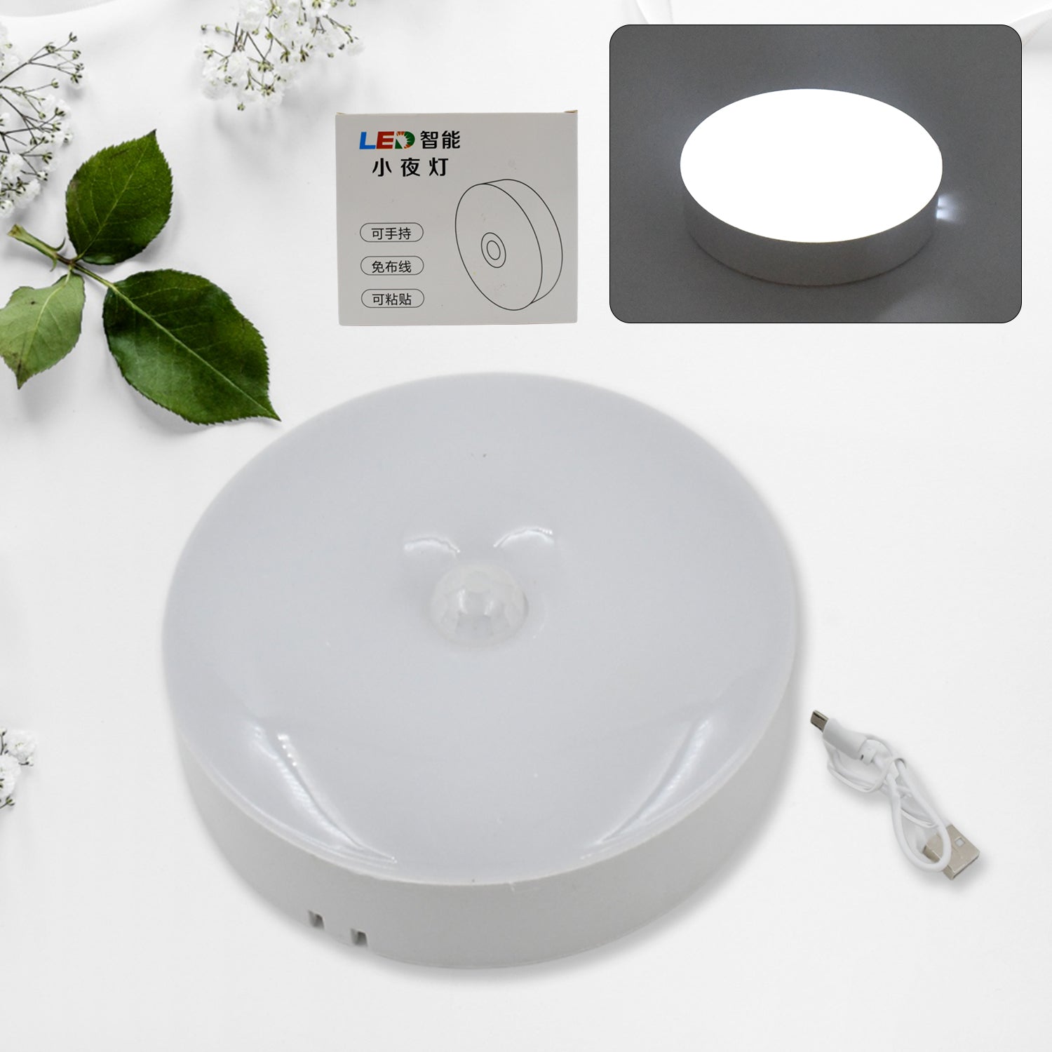 Round Shape 8 LED Motion Sensor Induction Led Light - Bhavnagar Deodap