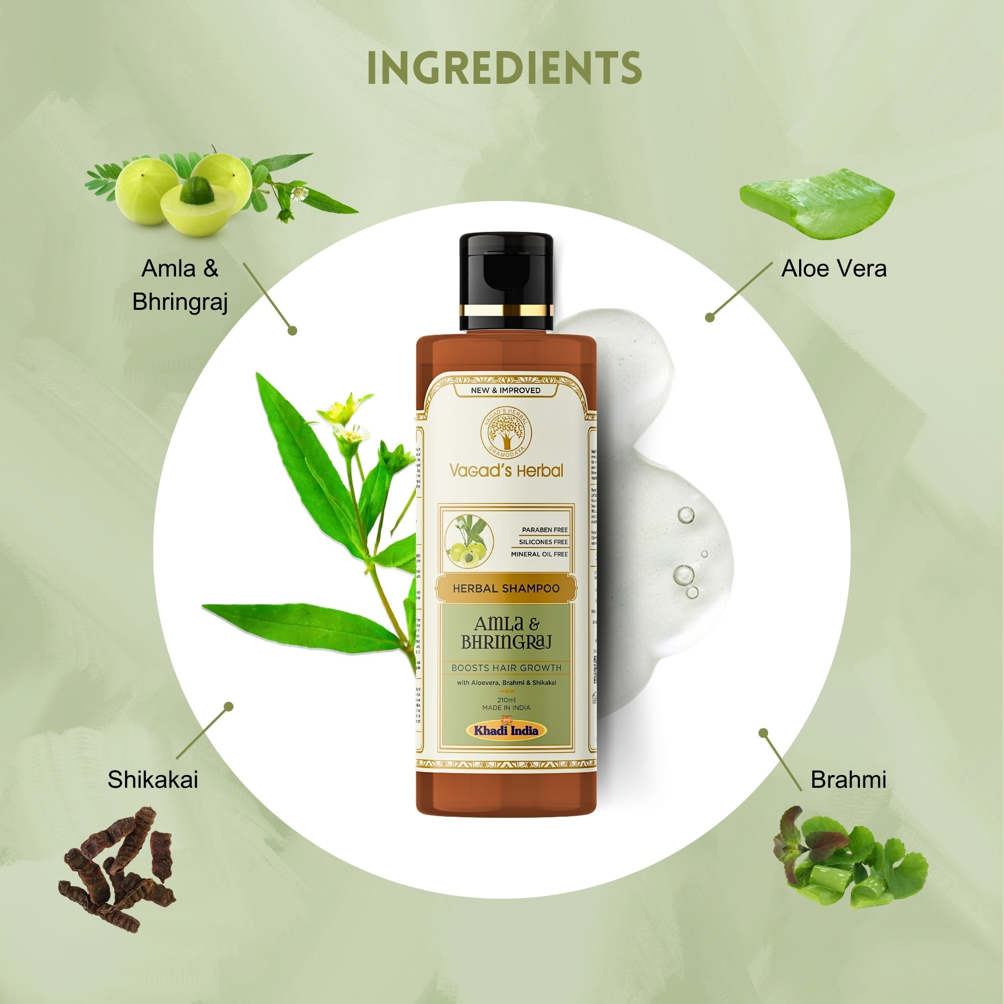 Khadi Herbal Amla & Bhringraj Shampoo with Aloe vera - Boosts Hair Growth - Bhavnagar Deodap