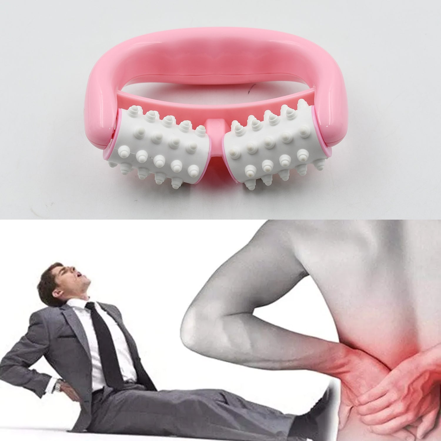 Manual Round Handle Plastic 2 Rollers Massage Roller Cellulite Roller for Legs, Arms, Back, Muscle Pain Relief and Muscle Relaxation - Bhavnagar Deodap