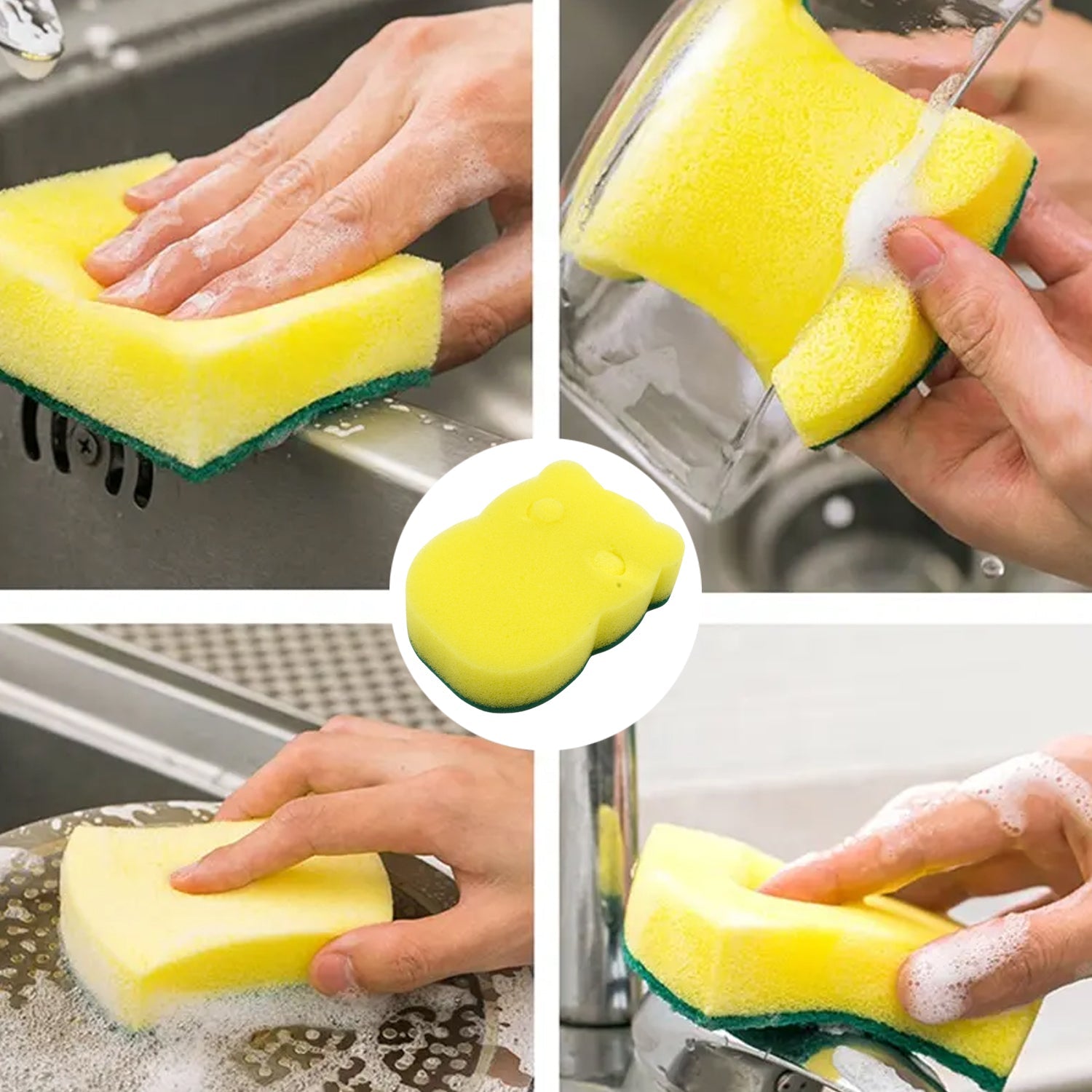 Heavy Duty Scrub Sponge, Non-Scratch Super Absorbent Cleaning Kitchen Sponges, Sponge Scourers Multi-Use for Kitchen, Bathroom, Furniture, Dishes & Steel Wash (5 Pcs Set) - Bhavnagar Deodap