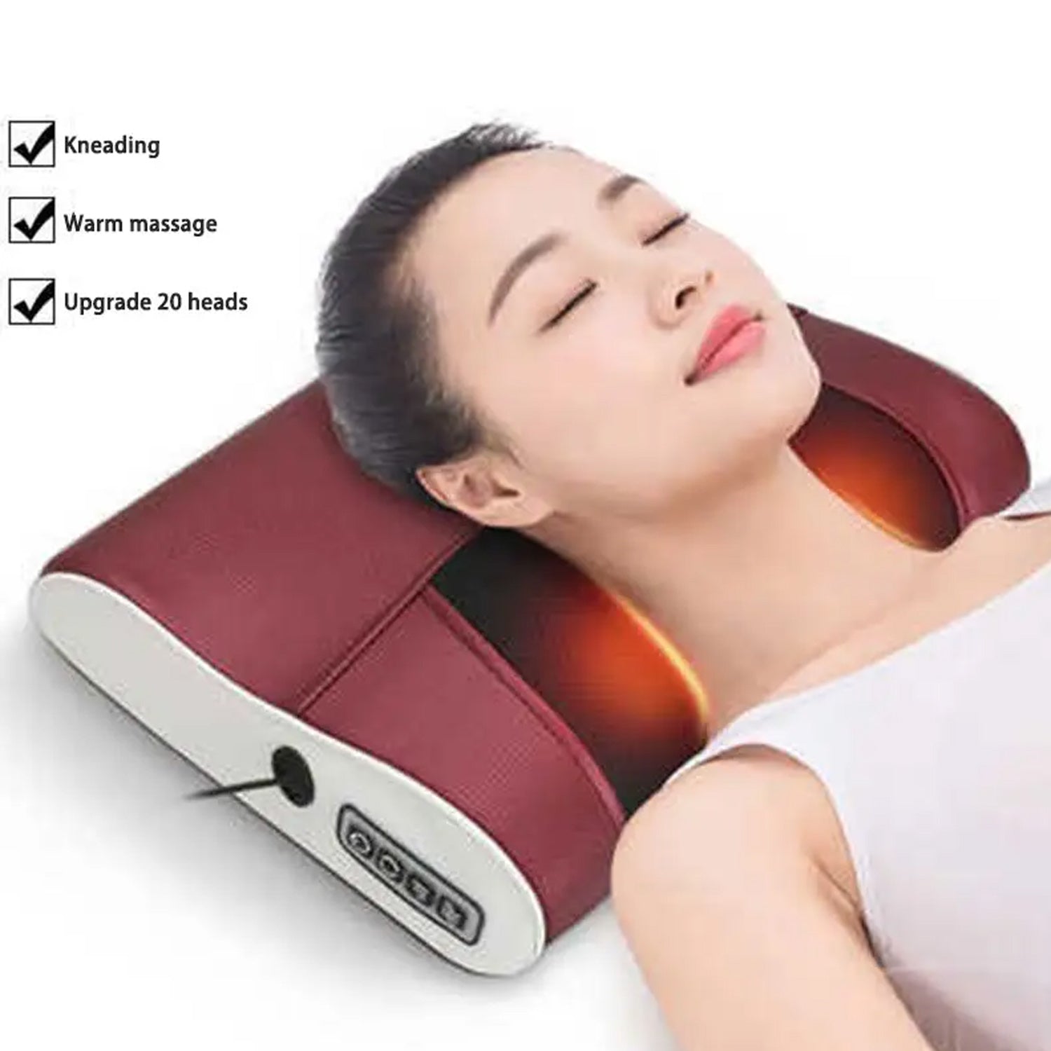 Electric Neck Waist Back Massager Neck Massager Multipurpose Neck Massage Pillow Deep Tissue Massage Nodes Electric Pillow with Heat for Shoulders Calf Legs Feet Hands - Bhavnagar Deodap