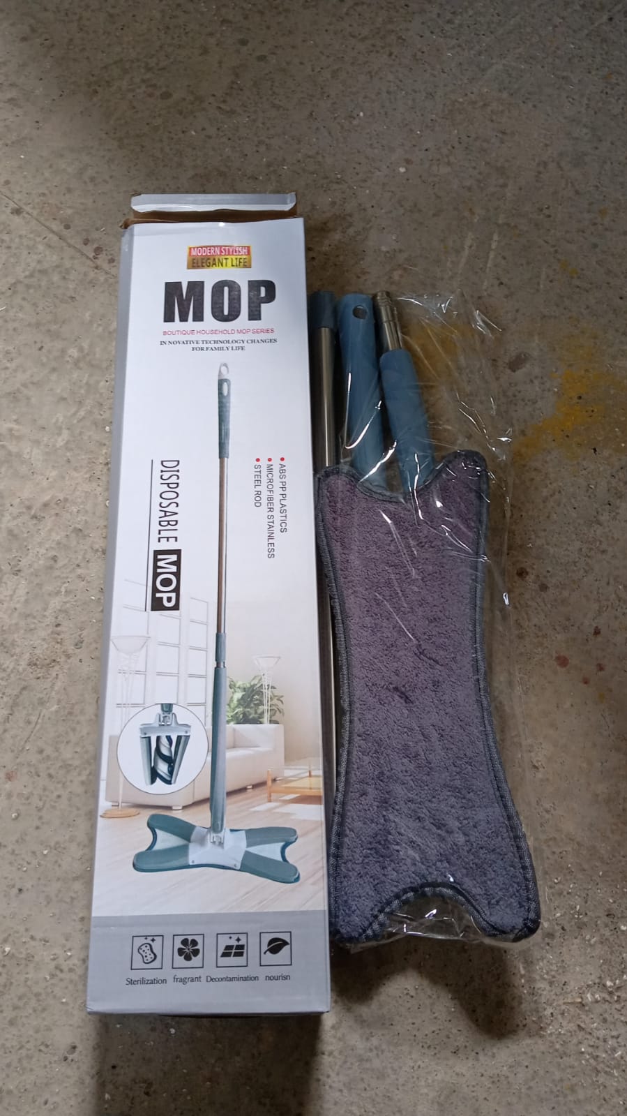 X Shape Mop or Floor Cleaning Hands-Free Squeeze Microfiber Flat Mop System 360° Flexible Head, Wet and Dry mop for Home Kitchen with 1 Super-absorbent Microfiber Pads. - Bhavnagar Deodap