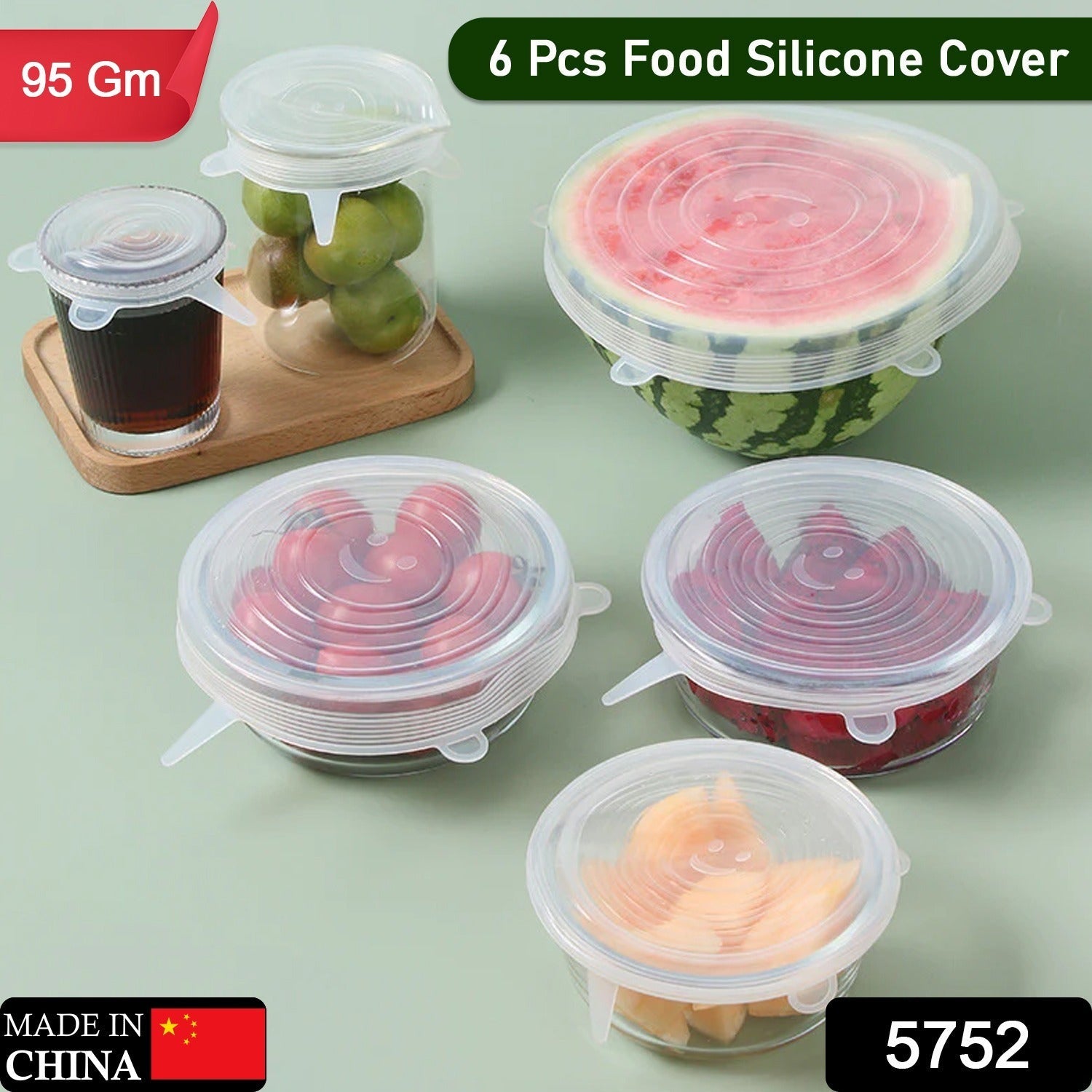 Silicone Stretch Lids, Food Cover For Freezer Microwave Oven Dishwasher Safe Fresh-Keeping Flexible Covers for Utensils, Dishes, Plates Jars, Cans, Mugs, Bowl Covers Food Safety Seal Lids (6 Pcs Set /95 Gm ) - Bhavnagar Deodap