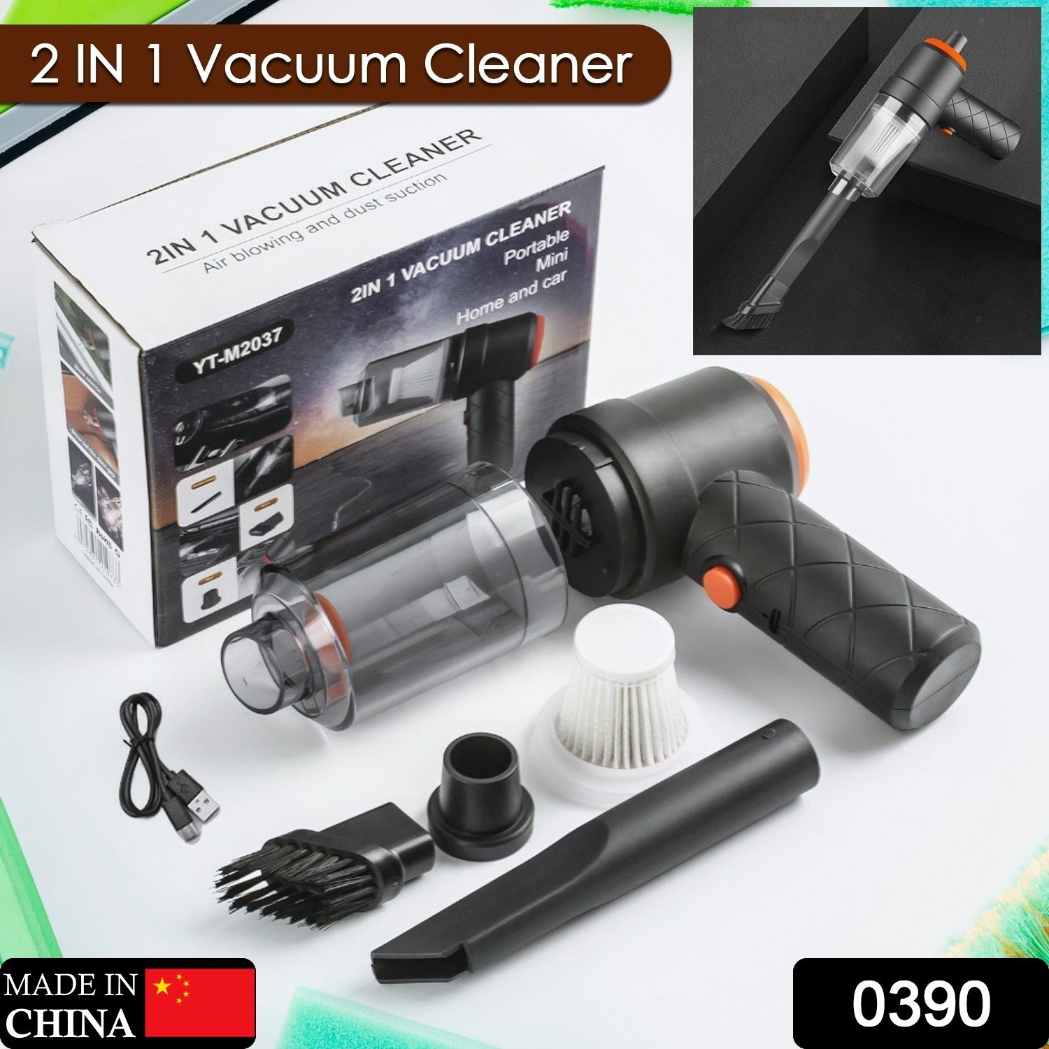 Vacuum Cleaner Dust Collection 2 in 1 Car Vacuum Cleaner High-Power Handheld Wireless Vacuum Cleaner Home Car Dual-use Portable USB Rechargeable Mini Car Vacuum for Vehicle, Home and Offic - Bhavnagar Deodap