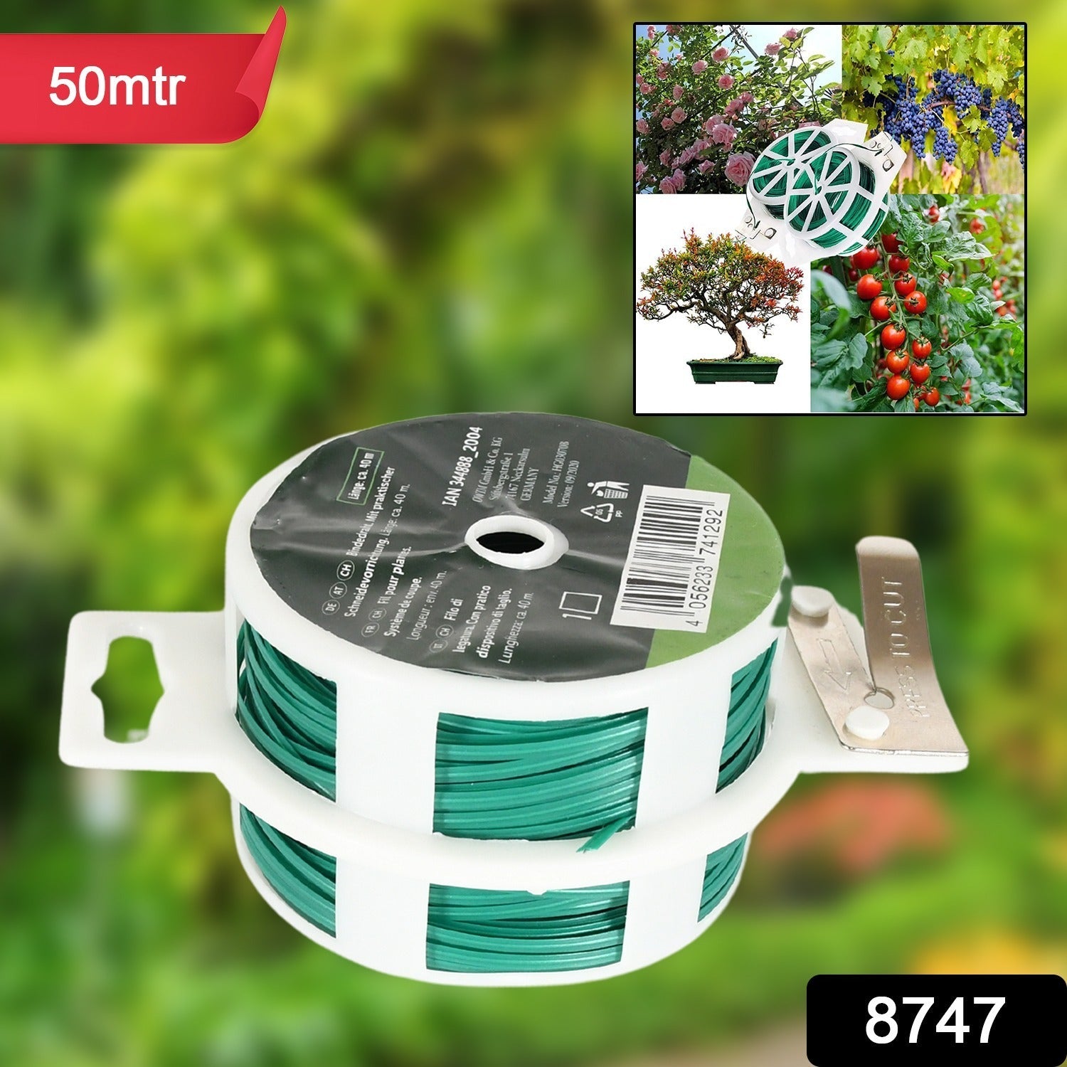 Garden Wire, Sturdy Plant Ties for Support, Garden Ties with Cutter for Tomatoes Vines, Plant Wire Tie Wire for Indoor, Outdoor, Home and Office Use (50 Mtr) - Bhavnagar Deodap