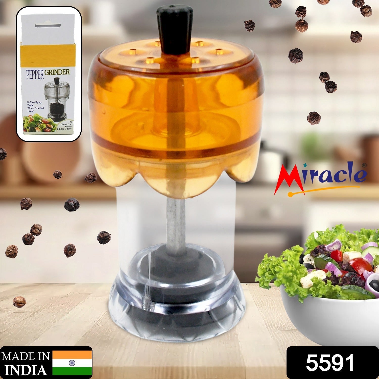 Miracle Transparent Plastic Salt and Pepper Grinder, Pepper Grinder Manual Pepper Grinding Tool, Pepper Crusher Grinder (1 Pc) - Bhavnagar Deodap