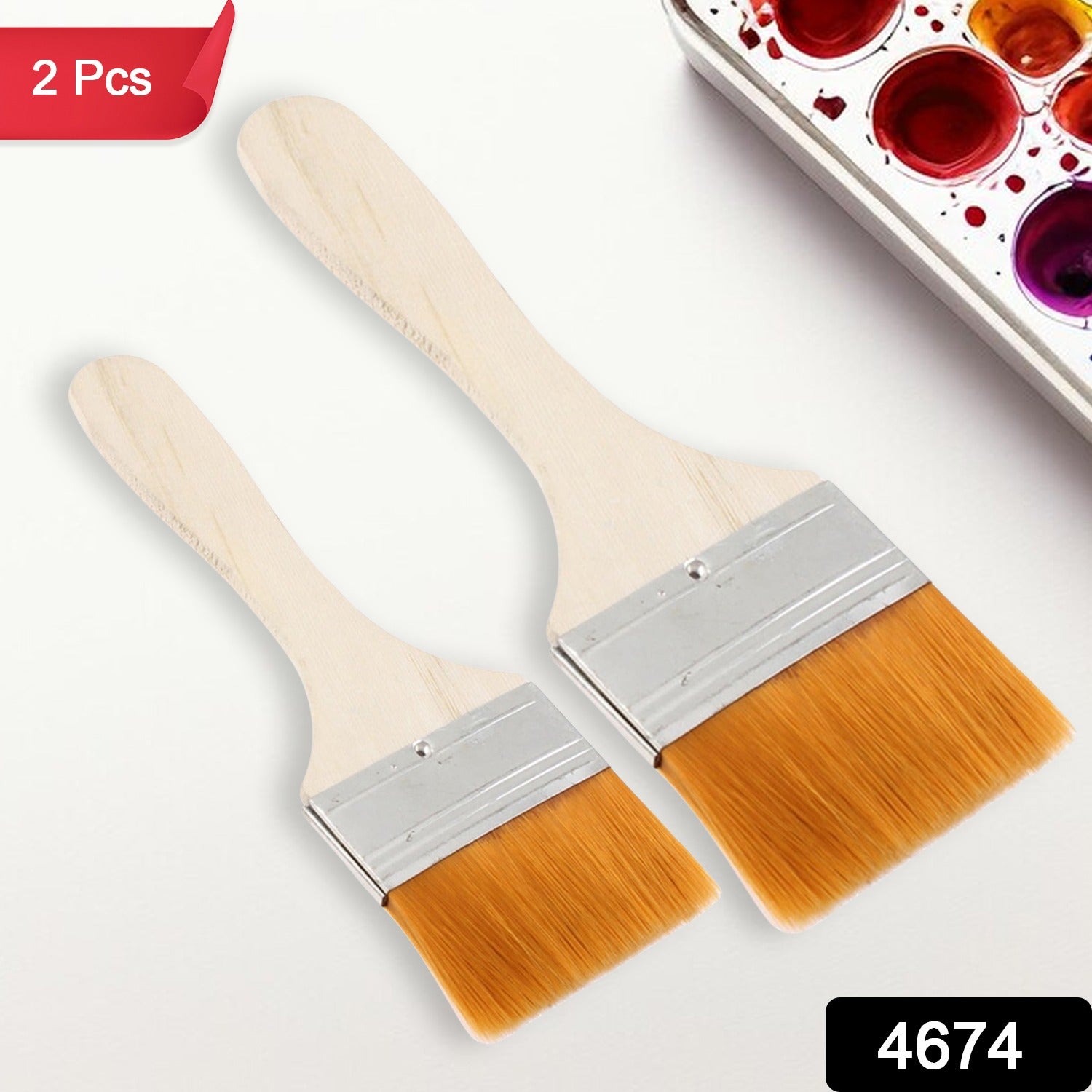 Quality Flat Paint Big Size Brush for Watercolor & Acrylic Painting( Multicolor / 2 Pc Set ) - Bhavnagar Deodap