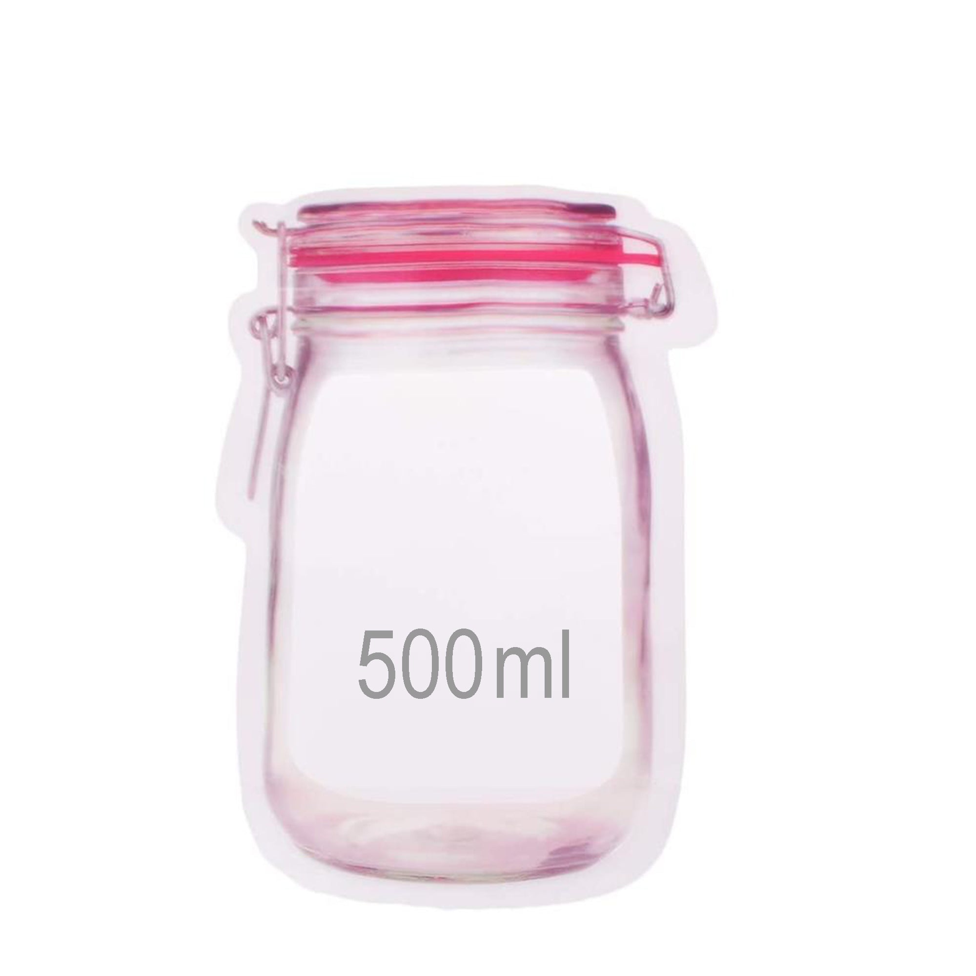 Reusable Airtight Seal Plastic Food Storage Mason Jar Zipper (500ml) - Bhavnagar Deodap