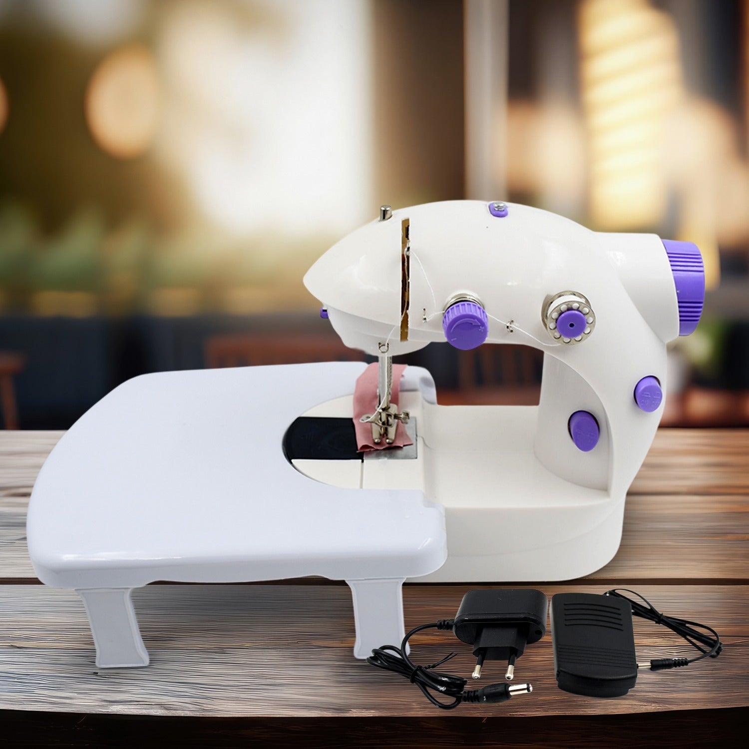 Home Tailoring Sewing Machine With Extension Table Set, Foot Pedal, Adapter Mini Electric Silai Machine, Portable Stitching Machine/Tailoring Machine - Bhavnagar Deodap