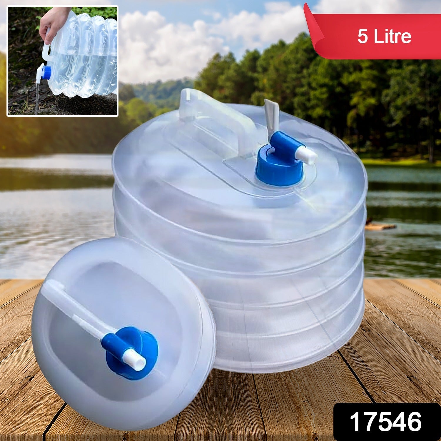 Outdoor Camping Collapsible Portable Water Container with Carry Handle Tap Valve Large Food Grade - Bhavnagar Deodap