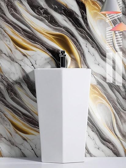 Black Gold Marble Foil Wallpaper - Waterproof and Oil-Proof Self-Adhesive DIY Sticker for Furniture, Kitchen, Cabinets, Almirahs, Wardrobes, and Tabletops (60x200 cm) (1