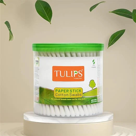 TULIPS Eco friendly buds 100 Ear Buds/Swabs with White PAPER Sticks - Bhavnagar Deodap