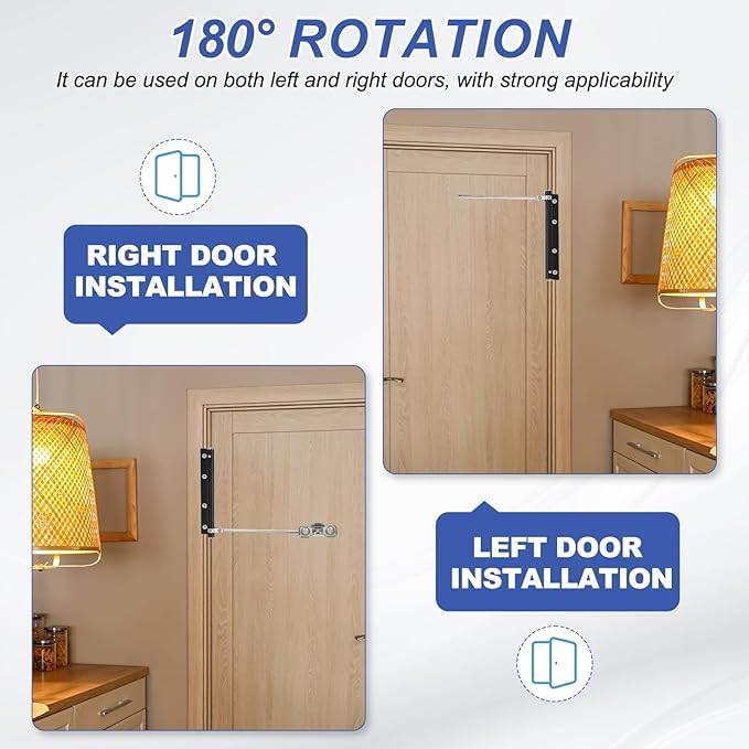 Automatic Door Closer,Spring Door Closer,Adjustable Spring Storm Door Closer, Heavy Duty Safety Spring Door Closer with Allen Key and Screws for Residential Commercial, Soft Closing Door