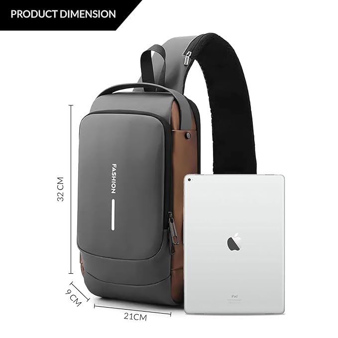Crossbody Sling Bag For Men Women, Anti-Theft Fashion Chest Bag with USB Charging Port, Messenger Bags, Waterproof Casual Shoulder Bag