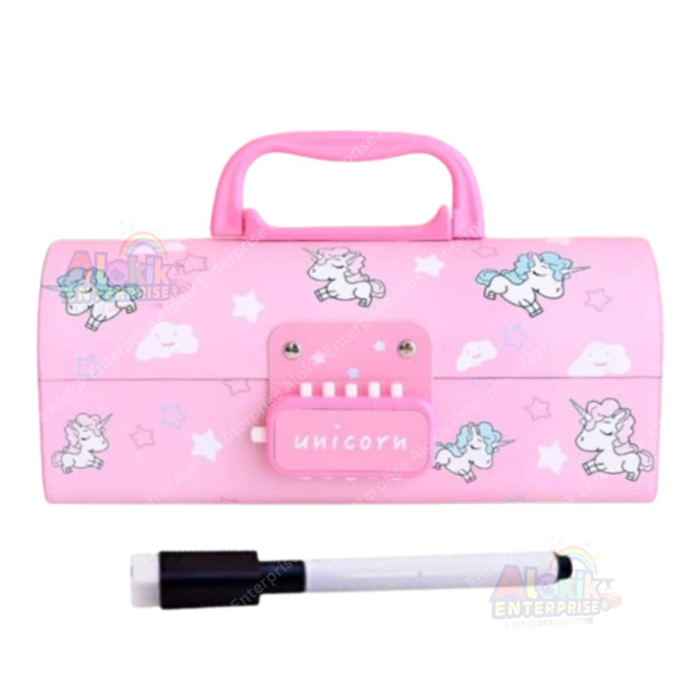 Suitcase Style Password Lock Case, Multi-Layer Stationary Organizer for Kids, Return Gift, Pink