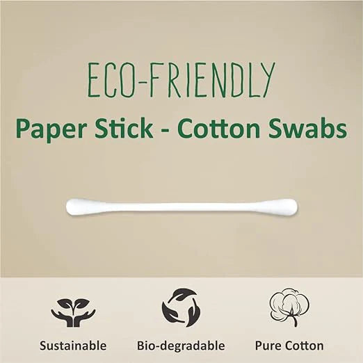 TULIPS Eco friendly buds 100 Ear Buds/Swabs with White PAPER Sticks - Bhavnagar Deodap