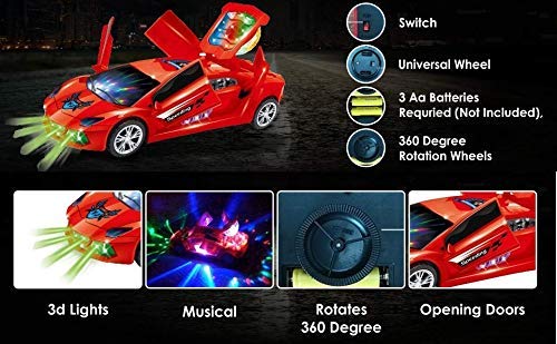 3D Projection Light with Music Opening Doors and 360 Degree Rotation Super Car Toy - Bhavnagar Deodap